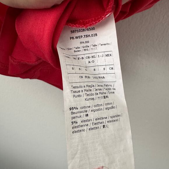 Weekend Max Mara Coral Red Mesh Trim Top - Picture 7 of 7